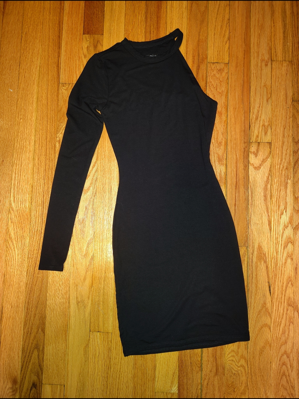 naked wardrobe Black One-Shoulder Long Sleeve Bodycon Dress
